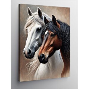 Kanvas Tablo Beyaz Ve Siyah At Portresi 100x140 cm