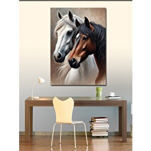 Kanvas Tablo Beyaz Ve Siyah At Portresi 100x140 cm