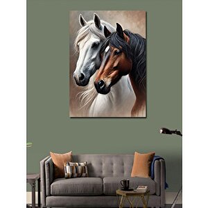 Kanvas Tablo Beyaz Ve Siyah At Portresi 100x140 cm