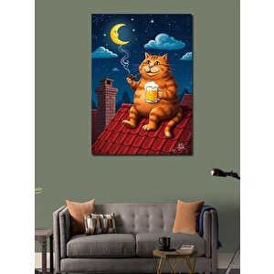 Kanvas Tablo Çatıdaki Turuncu Kedi 100x140 cm