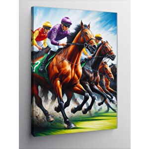 Kanvas Tablo At Yarışı Ve Renkler 70x100 cm