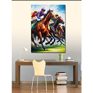 Kanvas Tablo At Yarışı Ve Renkler 70x100 cm