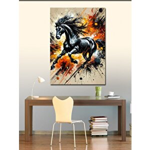 Kanvas Tablo Yükselen Siyah At 100x140 cm