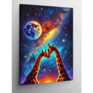 Kanvas Tablo Galaksi Ve Zürafalar 100x140 cm