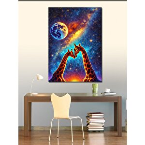 Kanvas Tablo Galaksi Ve Zürafalar 100x140 cm