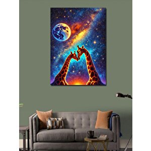 Kanvas Tablo Galaksi Ve Zürafalar 100x140 cm
