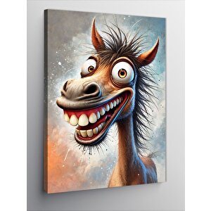 Kanvas Tablo Komik Yüzlü At Portresi 50x70 cm