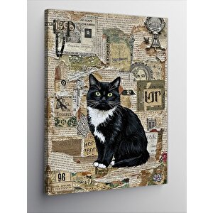 Kanvas Tablo Vintage Kedi Poster 100x140 cm