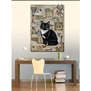 Kanvas Tablo Vintage Kedi Poster 100x140 cm