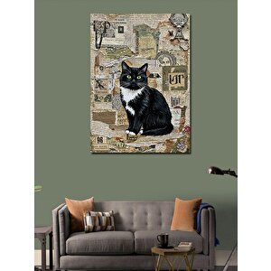 Kanvas Tablo Vintage Kedi Poster 100x140 cm