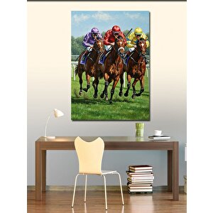 Kanvas Tablo At Yarışı Ve Jokeyler 70x100 cm