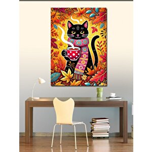 Kanvas Tablo Renkli Kedi Deseni 50x70 cm