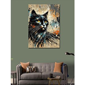 Kanvas Tablo Siyah Kedi Portresi 100x140 cm