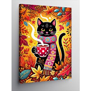 Kanvas Tablo Renkli Kedi Deseni 70x100 cm