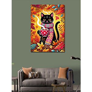 Kanvas Tablo Renkli Kedi Deseni 70x100 cm
