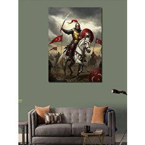 Kanvas Tablo At Üzerinde Kahraman 50x70 cm