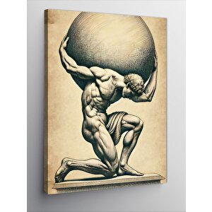 Kanvas Tablo Atlas Ve Dünya Çizimi 70x100 cm