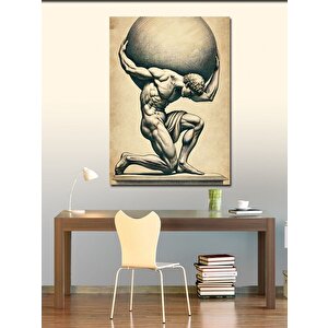 Kanvas Tablo Atlas Ve Dünya Çizimi 70x100 cm