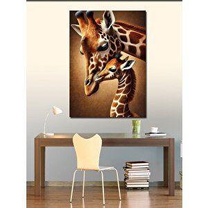 Kanvas Tablo Zürafa Çifti Ve Doğanın Zerafeti 70x100 cm