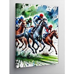 Kanvas Tablo Yarış Atları Ve Jokeyler 70x100 cm