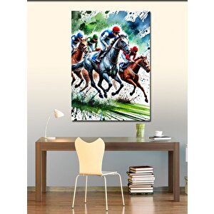 Kanvas Tablo Yarış Atları Ve Jokeyler 70x100 cm