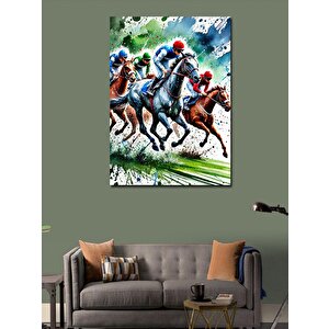 Kanvas Tablo Yarış Atları Ve Jokeyler 70x100 cm