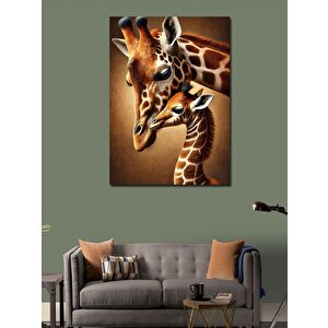 Kanvas Tablo Zürafa Çifti Ve Doğanın Zerafeti 100x140 cm