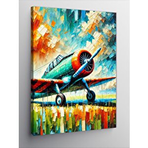 Kanvas Tablo Renkli Uçak Çizimi 100x140 cm