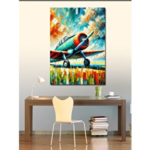 Kanvas Tablo Renkli Uçak Çizimi 50x70 cm