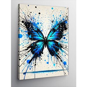 Kanvas Tablo Renk Patlaması Ve Mavi Kelebek 70x100 cm