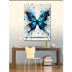 Kanvas Tablo Renk Patlaması Ve Mavi Kelebek 70x100 cm