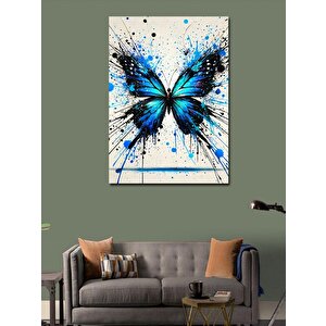 Kanvas Tablo Renk Patlaması Ve Mavi Kelebek 70x100 cm