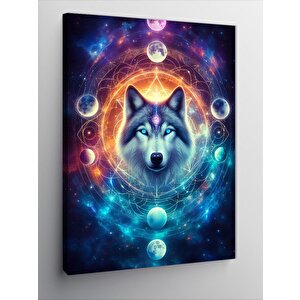 Kanvas Tablo Ay Evreleriyle Boz Kurt 50x70 cm