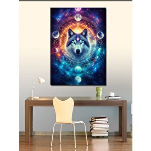Kanvas Tablo Ay Evreleriyle Boz Kurt 50x70 cm