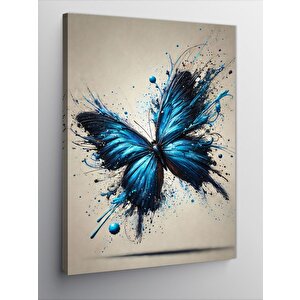 Kanvas Tablo Mavi Kelebek Suluboya Tasarımı 100x140 cm