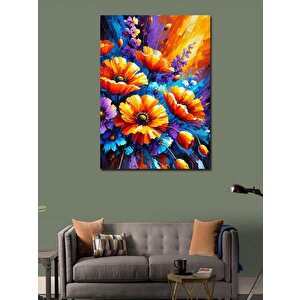Kanvas Tablo Parlak Renkli Çiçek Demeti 50x70 cm