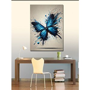 Kanvas Tablo Mavi Kelebek Suluboya Tasarımı 50x70 cm