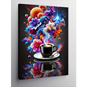 Kanvas Tablo Renkli Duman Ve Kahve Fincanı 50x70 cm