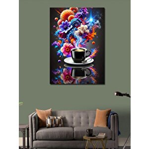 Kanvas Tablo Renkli Duman Ve Kahve Fincanı 50x70 cm