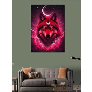 Kanvas Tablo Kırmızı Kurt Asena Tasviri 70x100 cm