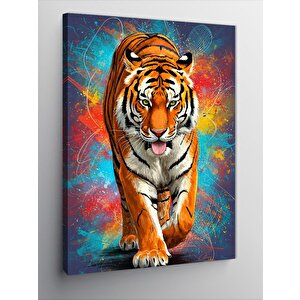 Kanvas Tablo Renkli Kaplan Portresi 100x140 cm