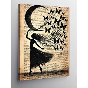 Kanvas Tablo Ay Ve Kelebek Kadın 100x140 cm