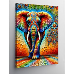 Kanvas Tablo Mozaik Fil Ve Canlı Renkler 70x100 cm