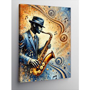 Kanvas Tablo Saksafon Çalan Caz Müzisyeni 100x140 cm