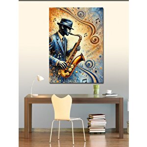 Kanvas Tablo Saksafon Çalan Caz Müzisyeni 100x140 cm