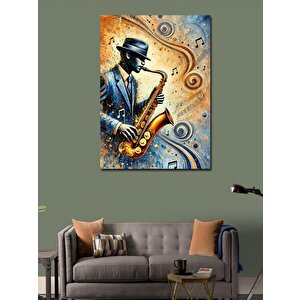 Kanvas Tablo Saksafon Çalan Caz Müzisyeni 100x140 cm