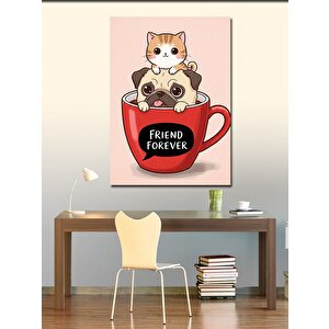 Kanvas Tablo Arkadaşlık Kupası Ve Kediler 70x100 cm