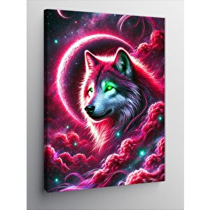 Kanvas Tablo Renkli Nebula Ve Kurt Figürü 100x140 cm
