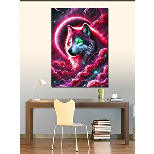 Kanvas Tablo Renkli Nebula Ve Kurt Figürü 100x140 cm