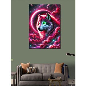 Kanvas Tablo Renkli Nebula Ve Kurt Figürü 100x140 cm